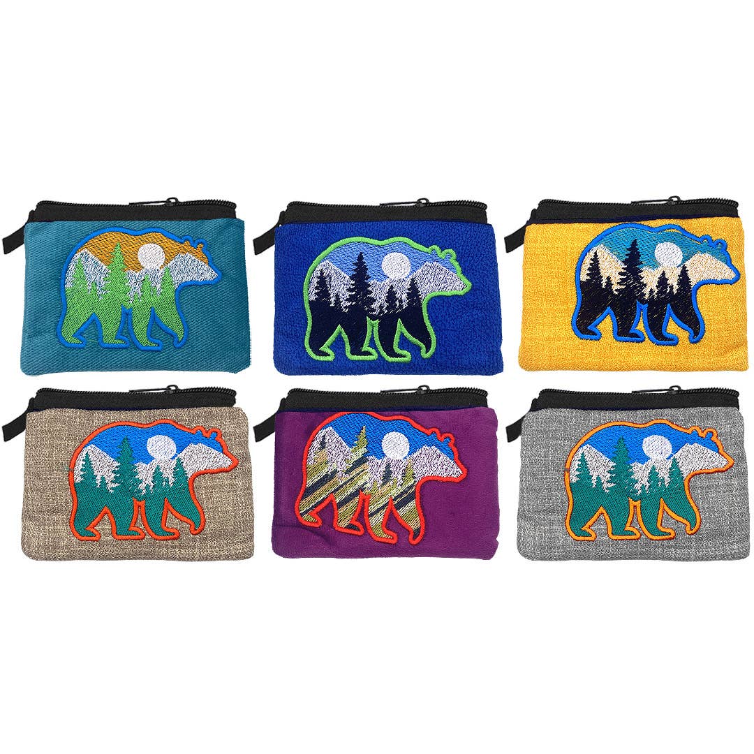 Embroidered Bear Coin Purse