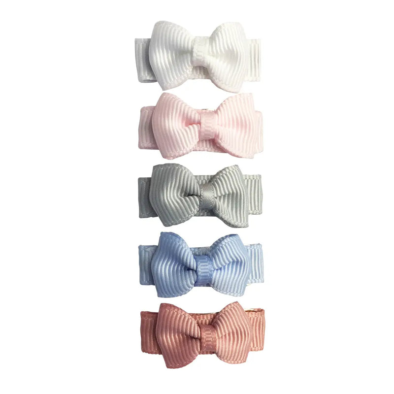 5 Tiny Tuxedo Bow Toddler Barrettes - Pixie