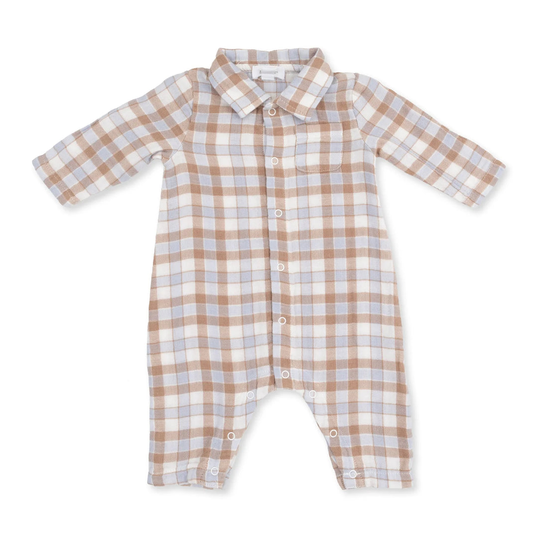 Polo Button-Down Romper - Western Plaid