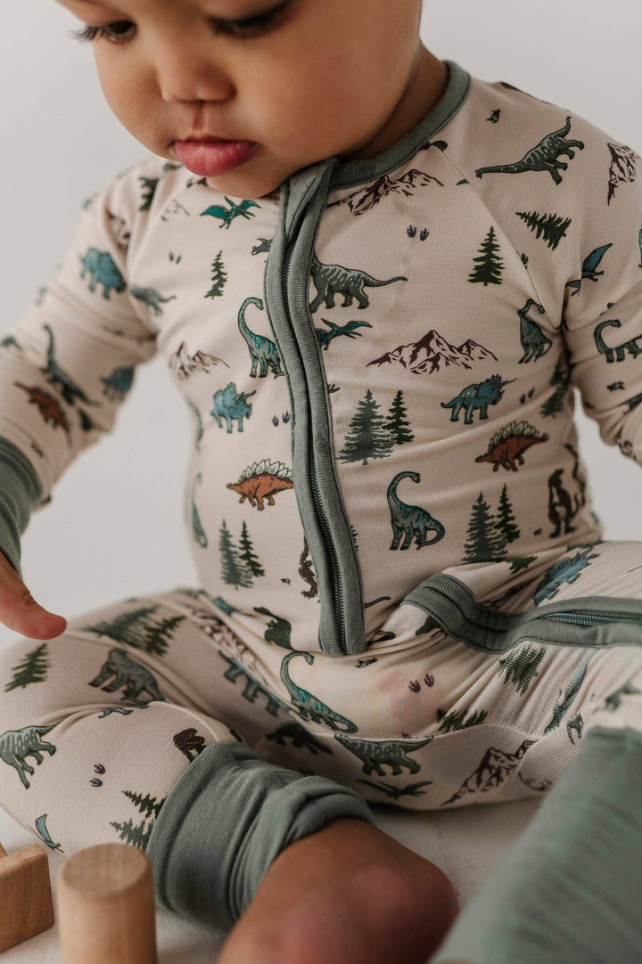 Long Sleeve Zip Romper - Dino Land