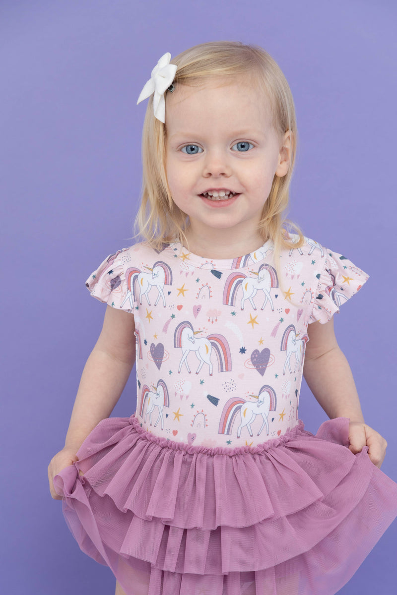 Baby Tutu Twirl Bodysuit - Rainbow Unicorn Summer