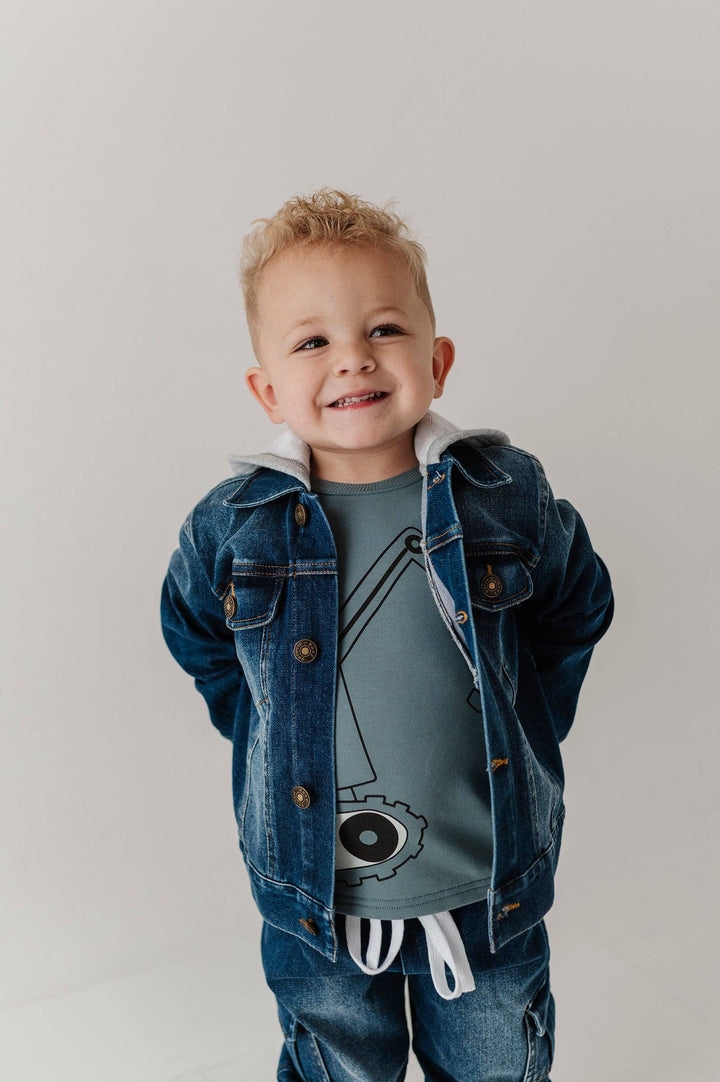 Hooded Denim Jacket - Dark Blue