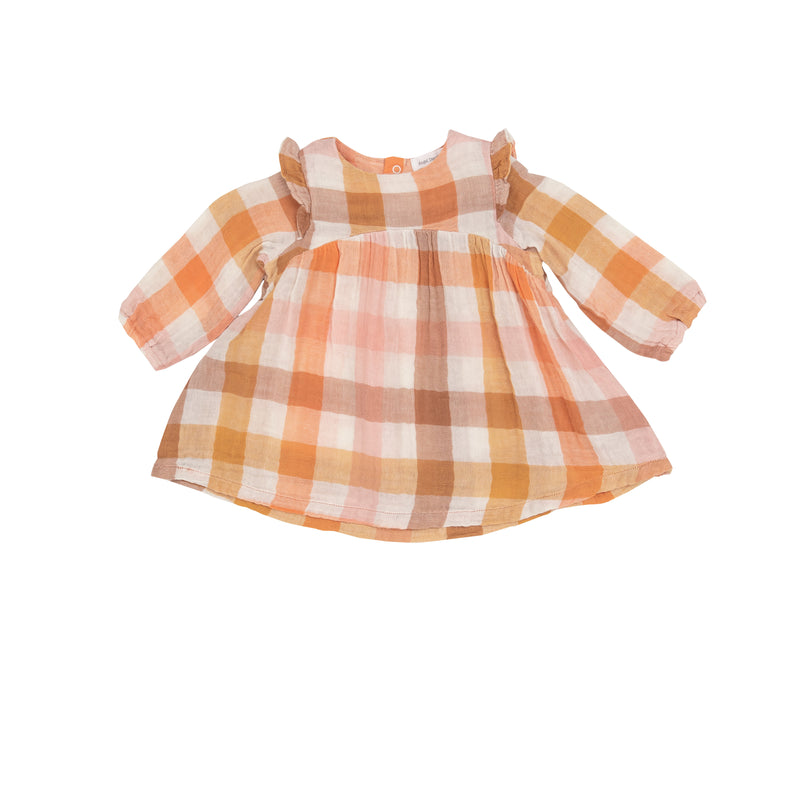 Harvest Plaid Ruffle Shoulder Dress & Legging Set
