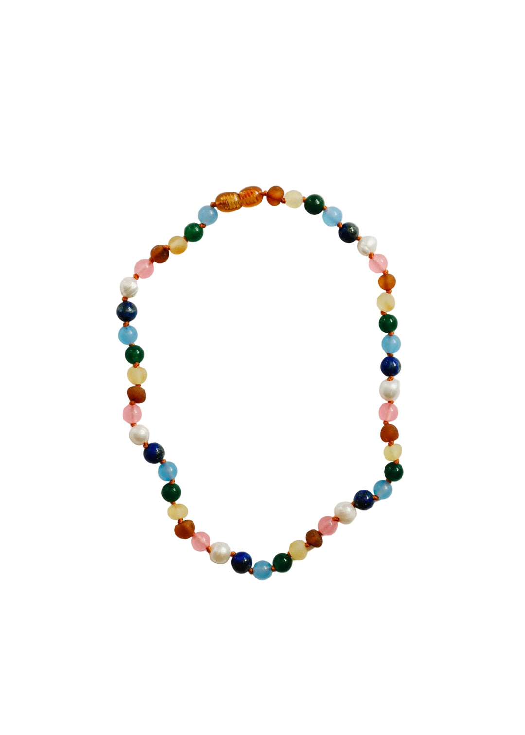 Raw Baltic Amber and Pearl Necklace + Sweet Pink Gemstones