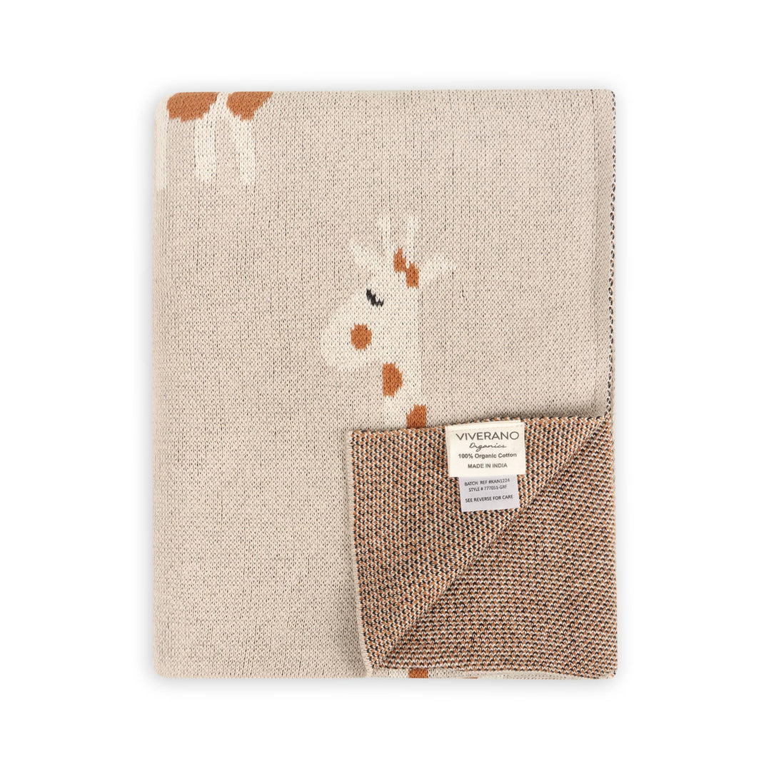 Organic Knit Baby Blanket - Giraffe