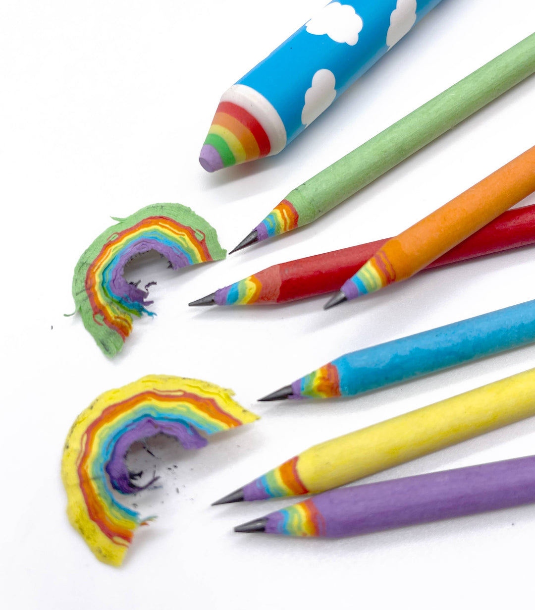 Recycled Rainbow Pencil & Eraser Set