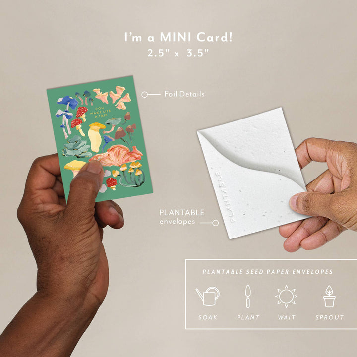Shrooms Sprout - Mini Greeting Card 