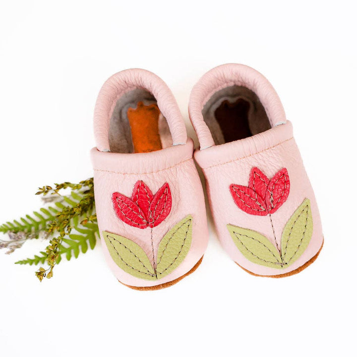 Rose Blush Leather Moccs - Tulip