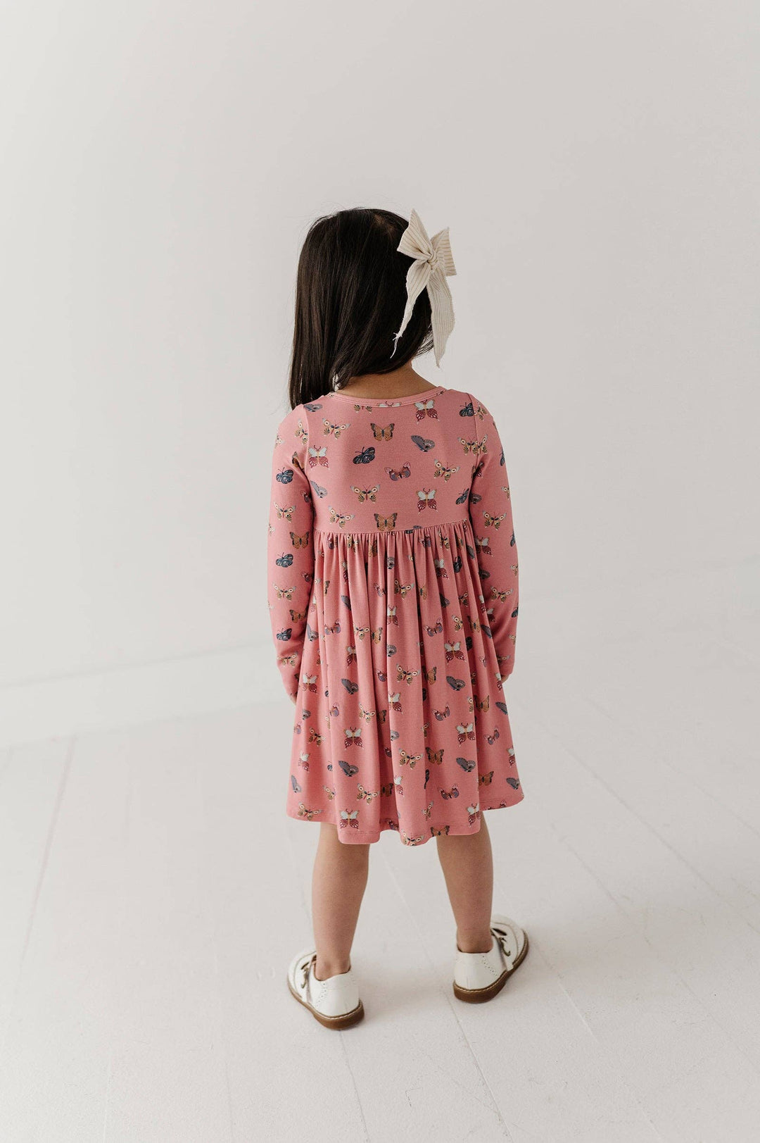Long Sleeve Henley Dress - Butterfly Bloom