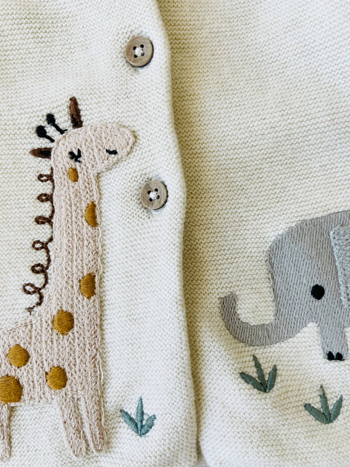 Safari Embroidered Cardigan - Natural