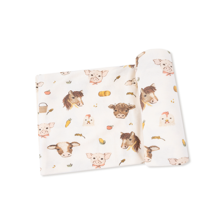 Vintage Baby Farm Animals - Swaddle Blanket