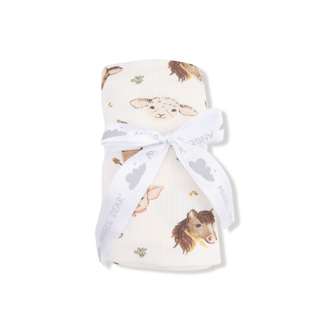 Vintage Baby Farm Animals - Swaddle Blanket