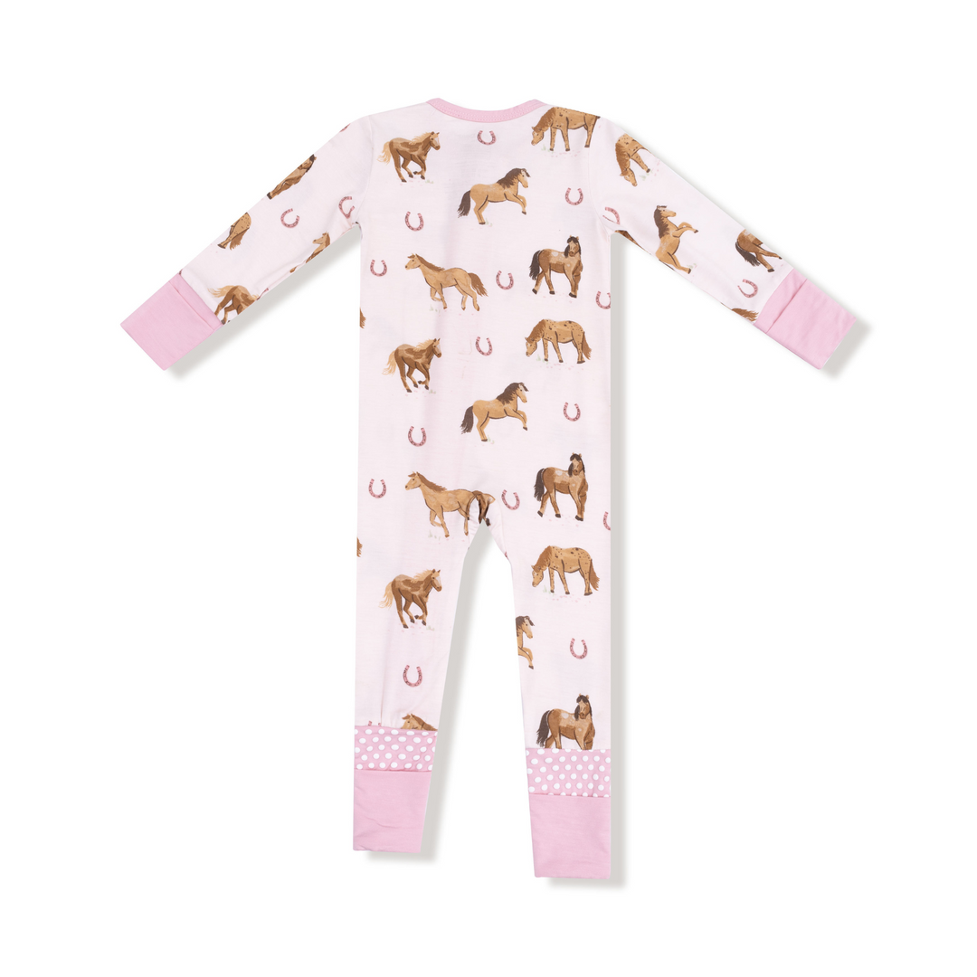 Horses - Pink - 2 Way Zipper Romper