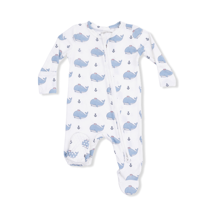 Bubbly Sailor Whales Blue - 2 Way Zipper Footie