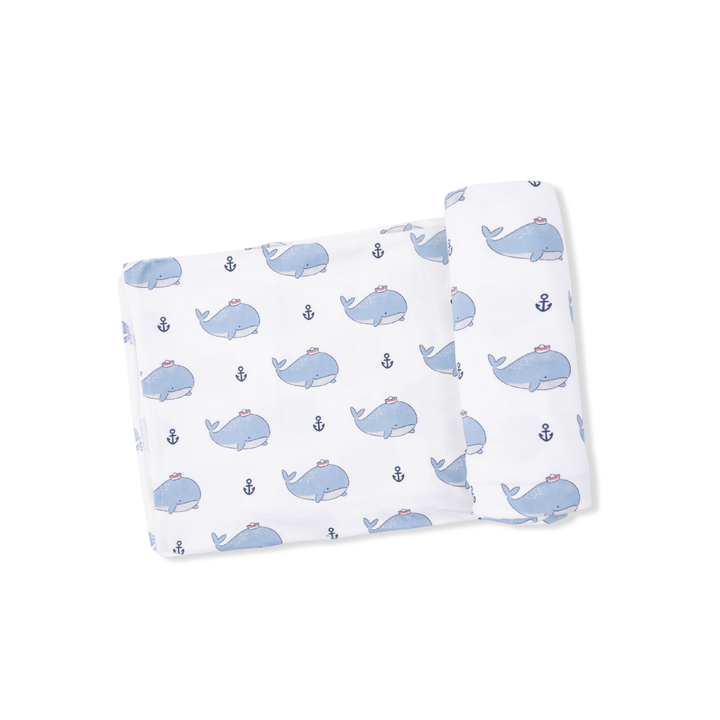 Bubbly Sailor Whales Blue - Swaddle Blanket