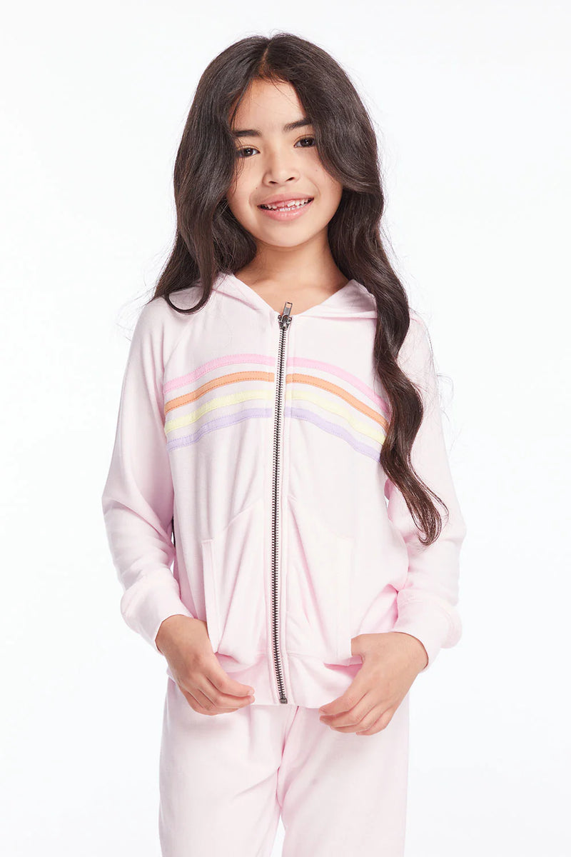 Zip-Up Hoodie - Pink Stripe