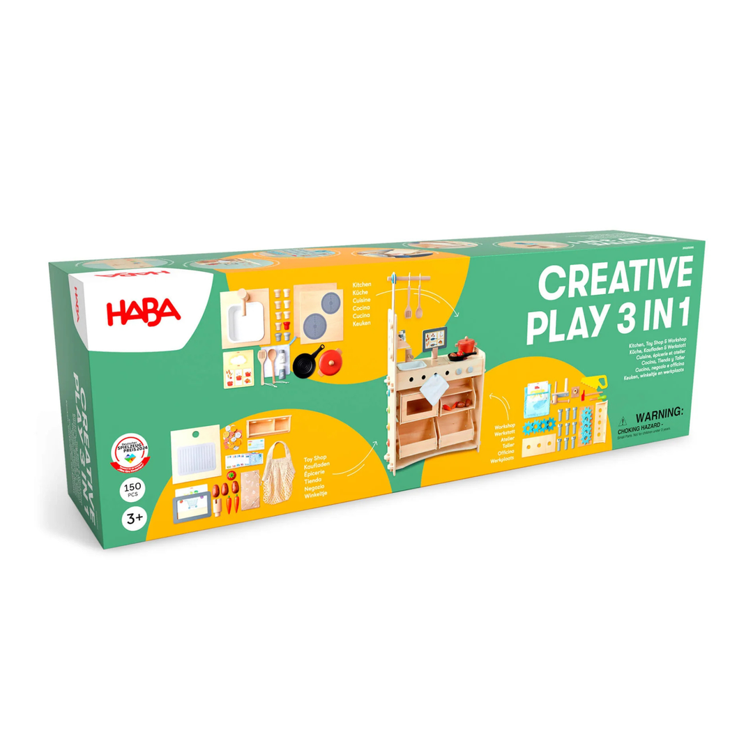 Creative Play 3 in 1 – Play Kitchen, Store & Workshop