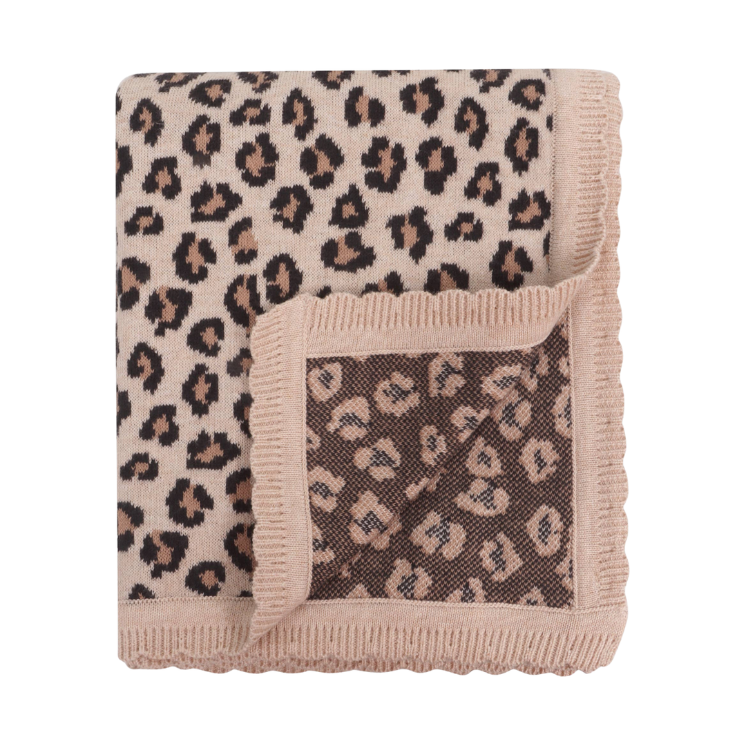 Leopard Animal Organic Cotton Jacquard Knit Baby Blanket