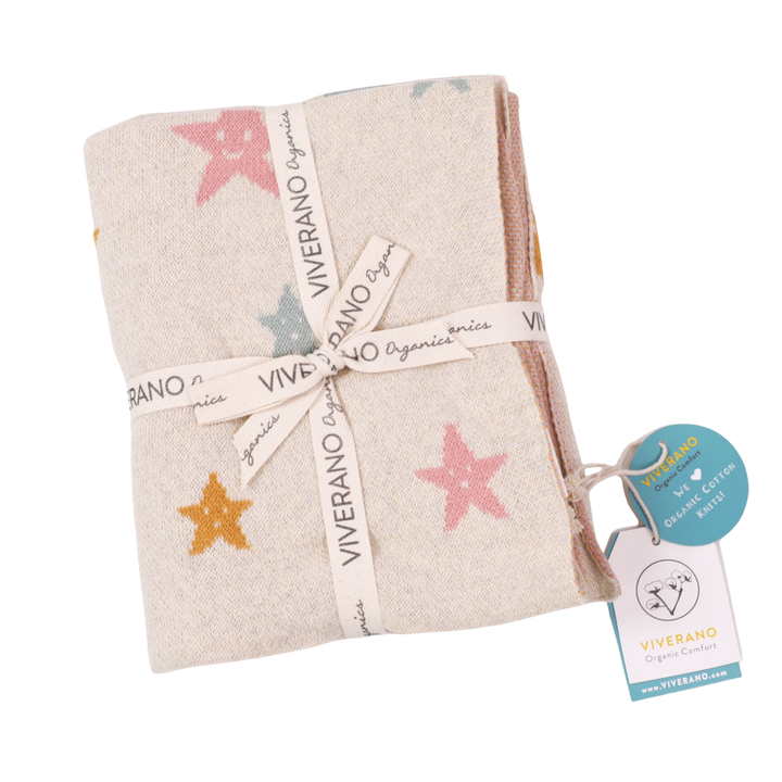 Stars Organic Cotton Jacquard Knit Baby Blanket