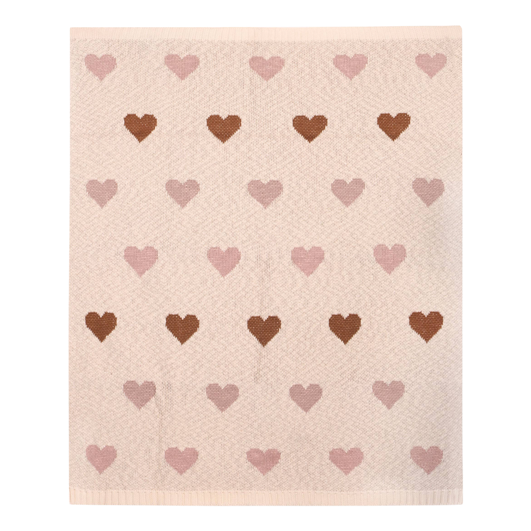 Loving Hearts Organic Jacquard Knit Baby Blanket