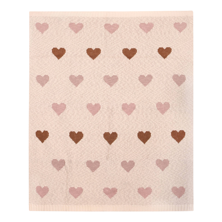 Loving Hearts Organic Jacquard Knit Baby Blanket