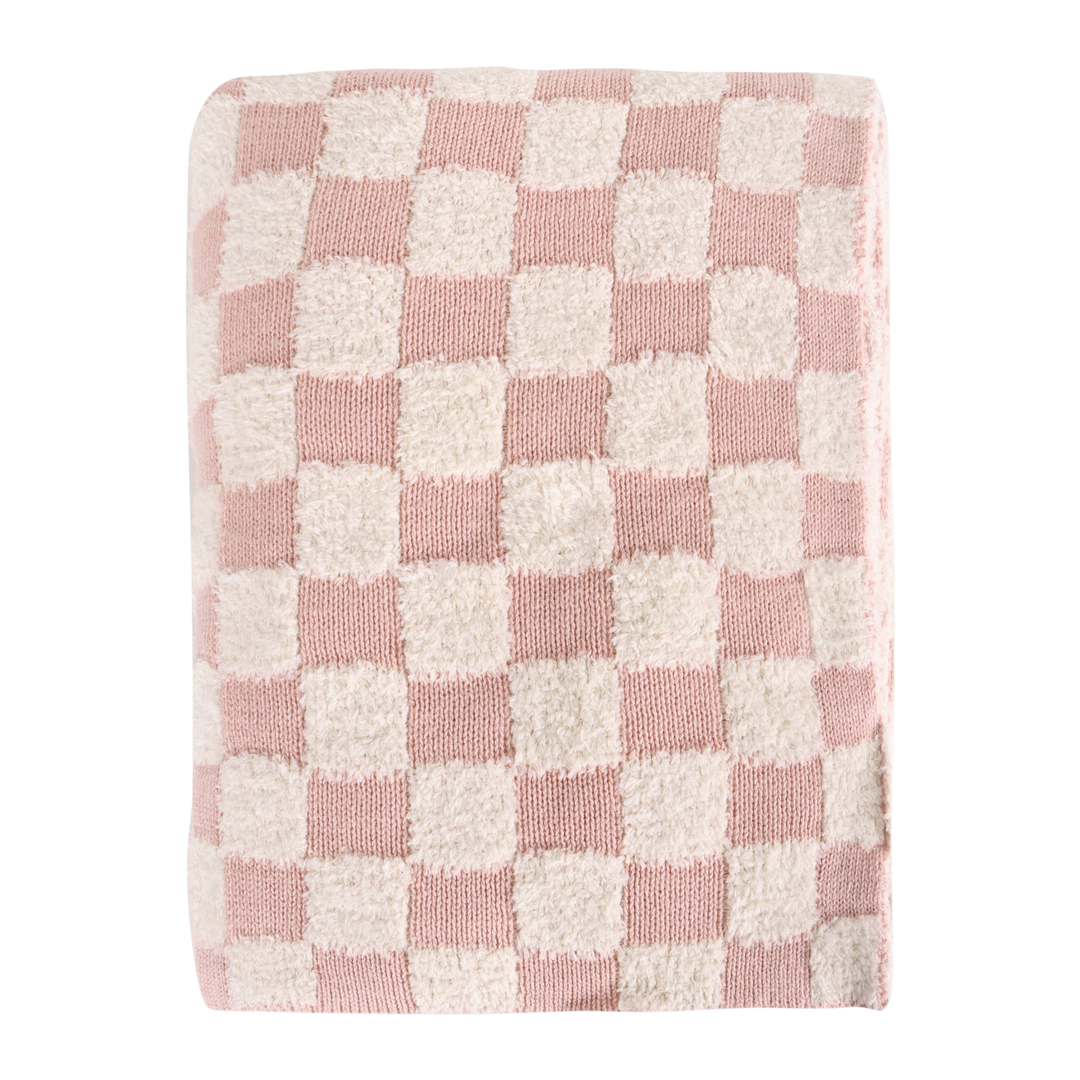 Checkered Organic Jacquard Knit Baby Blanket