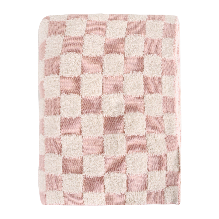 Checkered Organic Jacquard Knit Baby Blanket