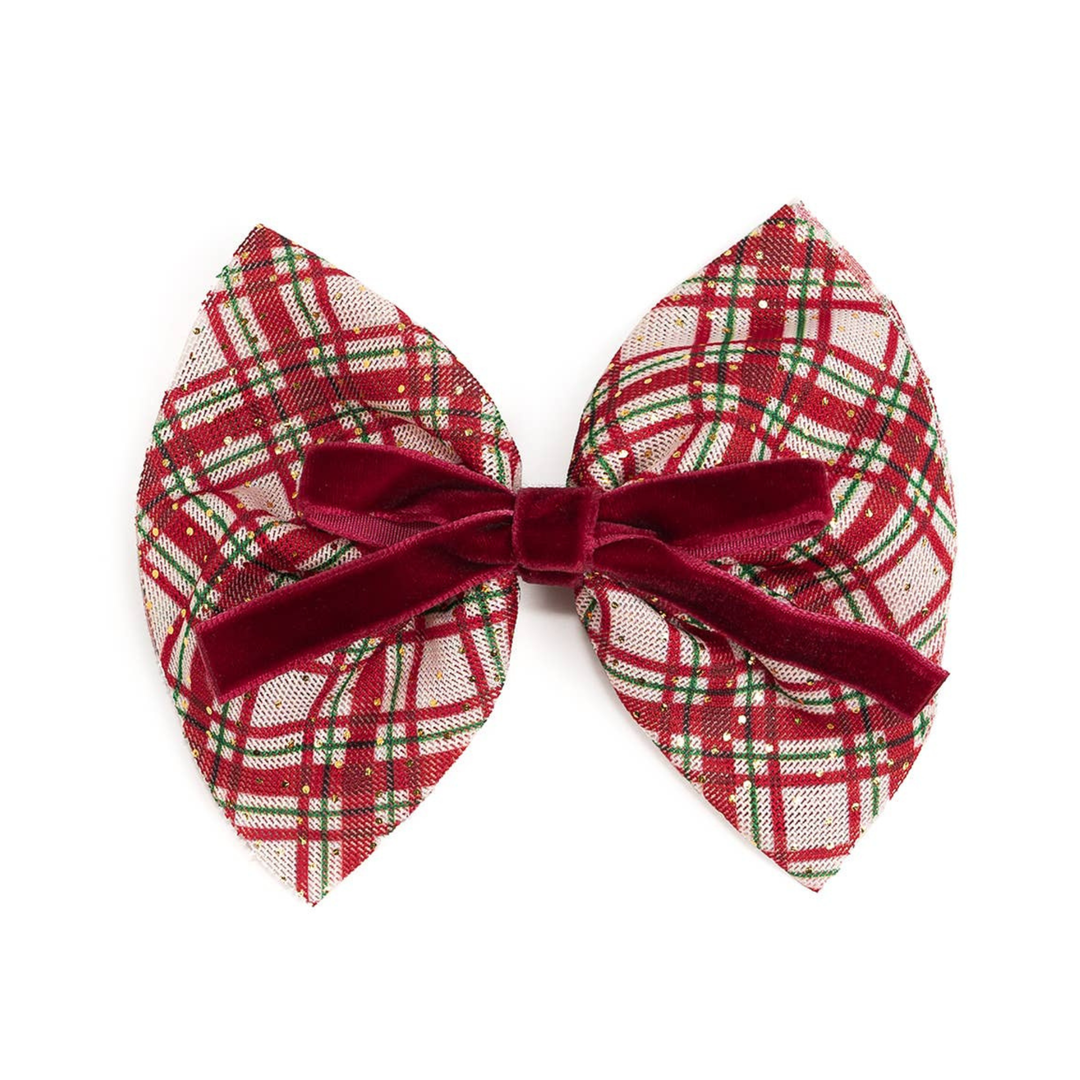 Christmas Plaid Layered Bow Clip