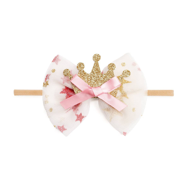 Princess Crown Tulle Bow Baby Headband
