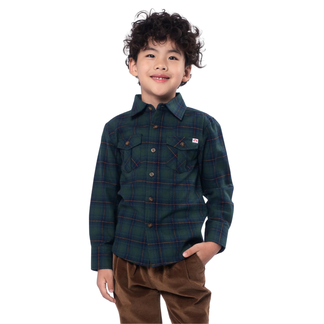 Flannel Button Up - Green/Blue