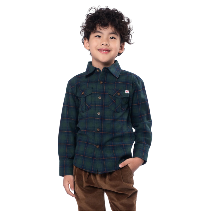 Flannel Button Up - Green/Blue