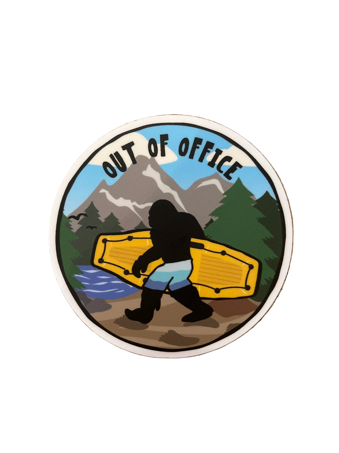 Out of Office Rafting Sasquatch - Vinyl Sticker