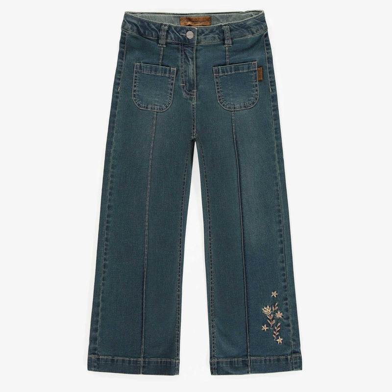 Wide Leg Embroidered Denim