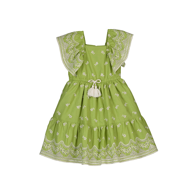 Apple Green Embroidered Dress