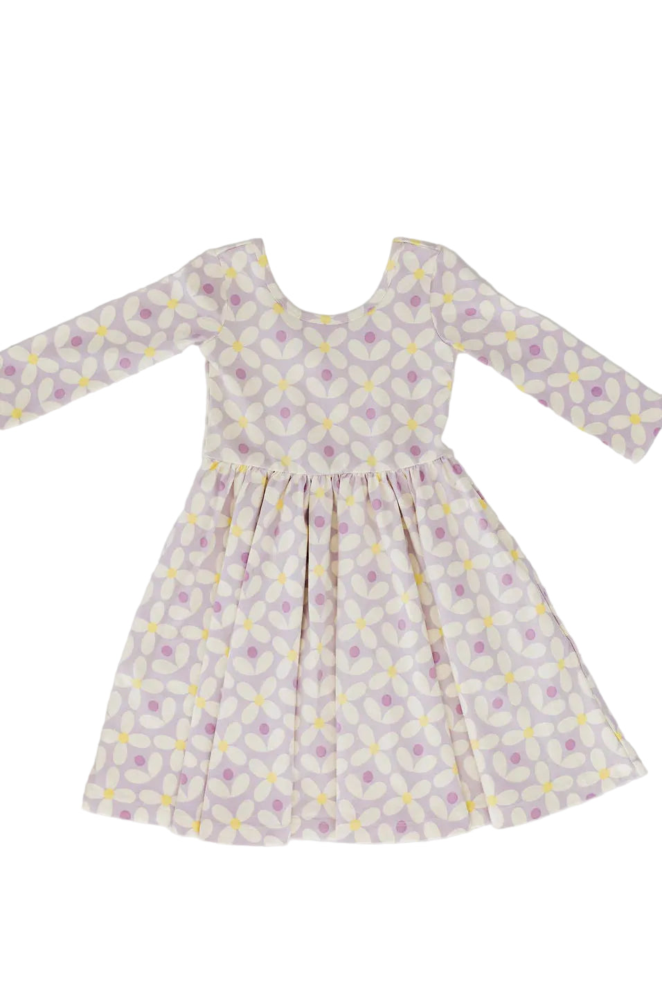 3/4 Sleeve Twirl Dress - Purple Petals