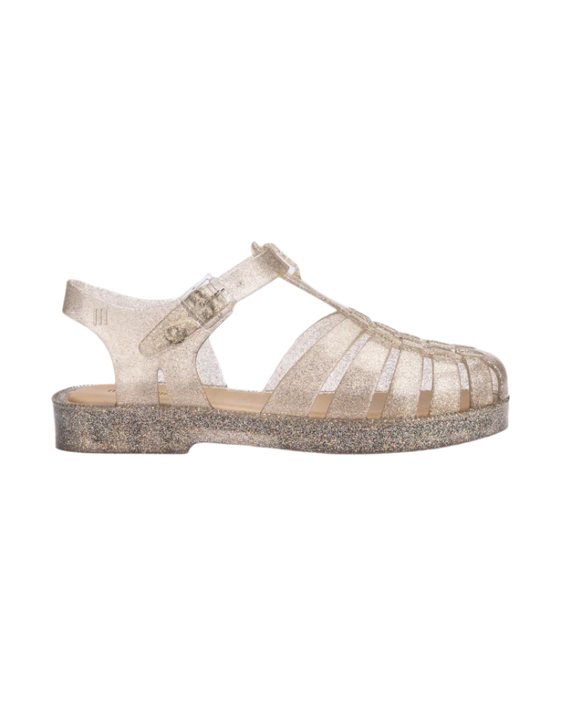 Mini Possession Jelly Sandals - Beige/Silver Glitter