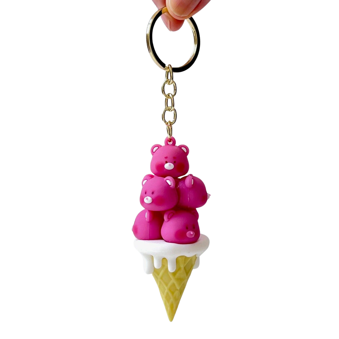 PINK BEAR ICE CREAM KEY CHARM