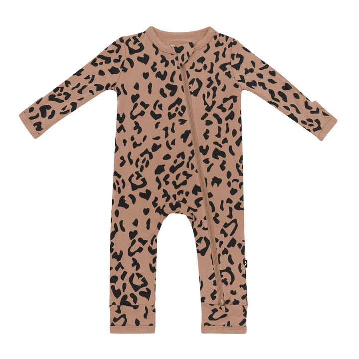 Zippered Romper - Latte Leopard