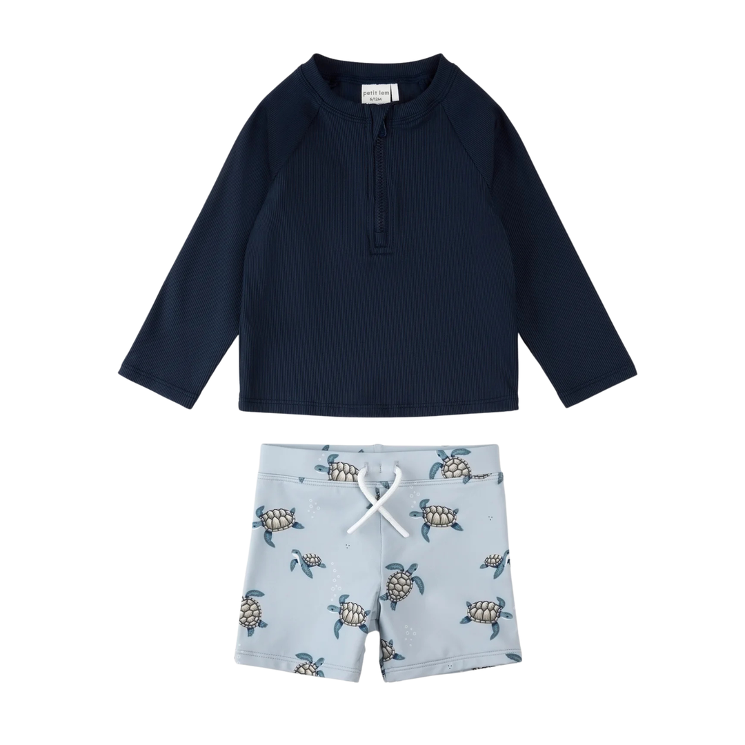 Navy & Sea Turtles Rashguard Set