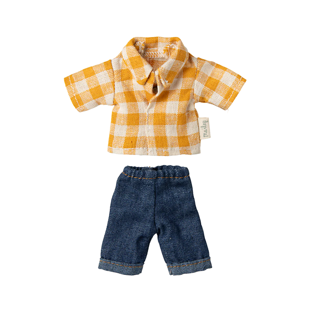 Yellow checked shirt and pants, Dad mouse