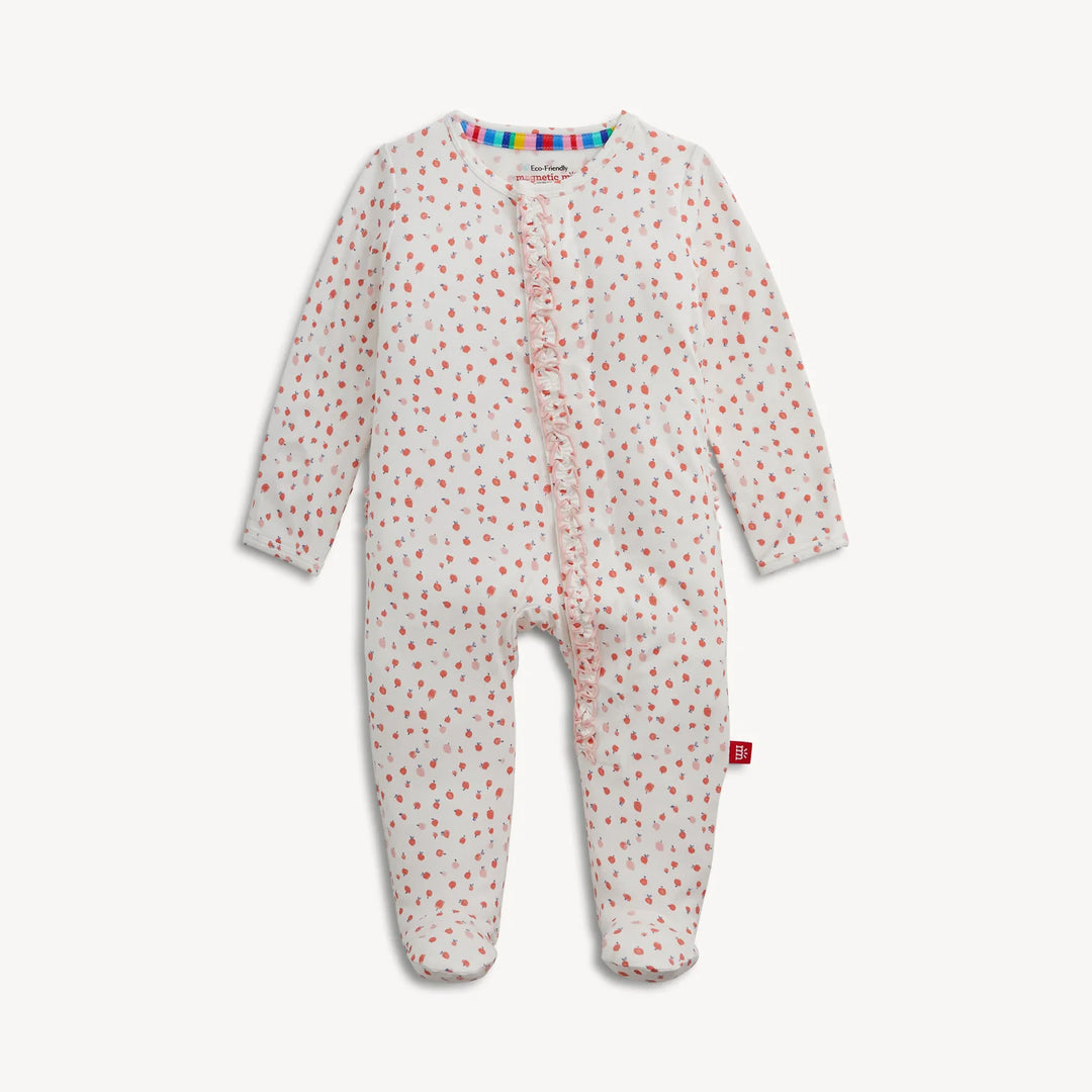 Magnetic Ruffle Footie - Apple Blossom