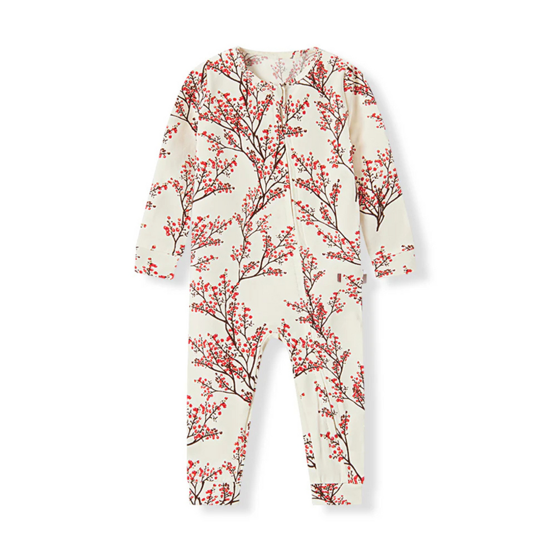 Cotton Stretch Zipper Pajamas - Winterberry