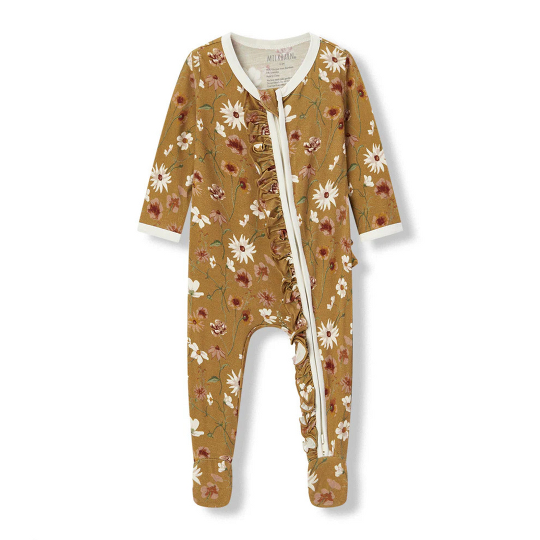 Luxe Stretch Ruffle Footed Romper - Wildflower