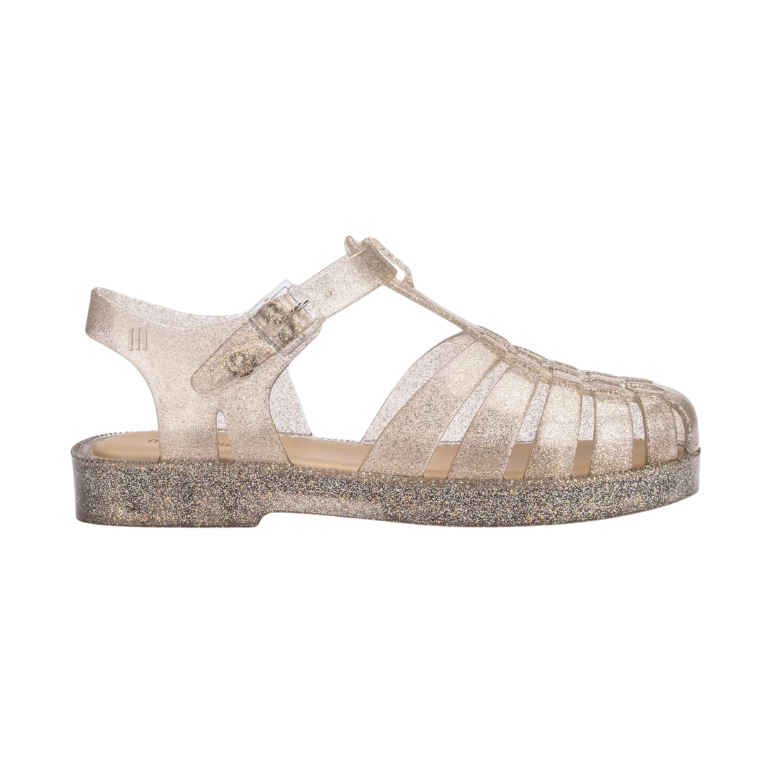 Mini Possession Jelly Sandals - Beige/Silver Glitter