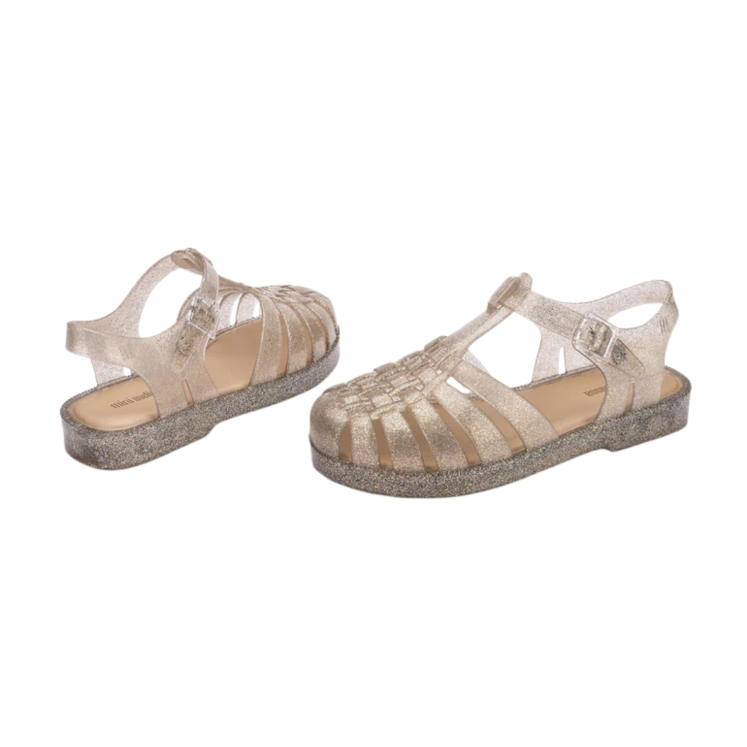 Mini Possession Jelly Sandals - Beige/Silver Glitter