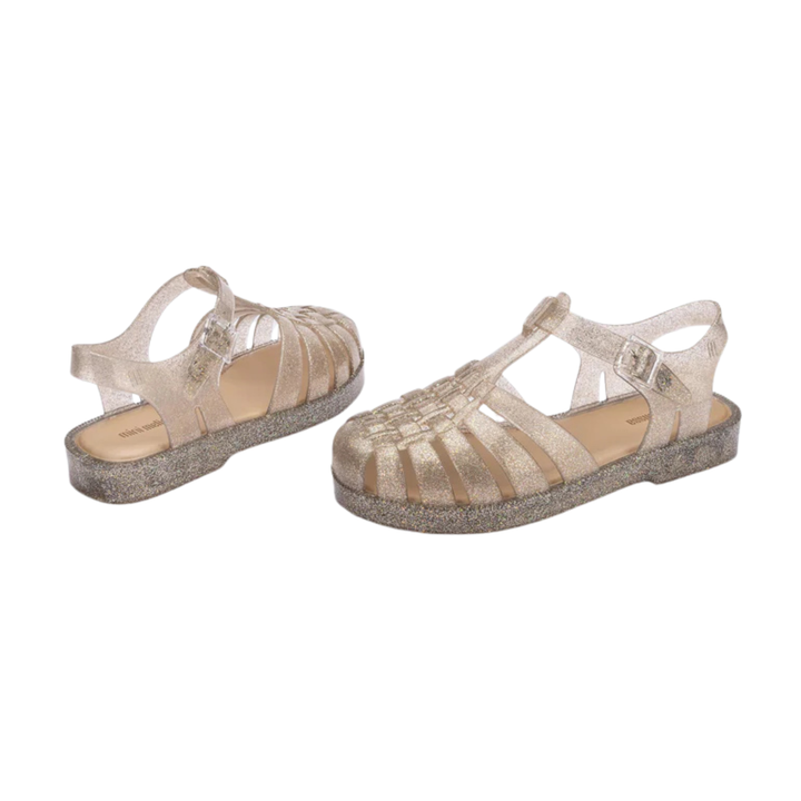 Mini Possession Jelly Sandals - Beige/Silver Glitter