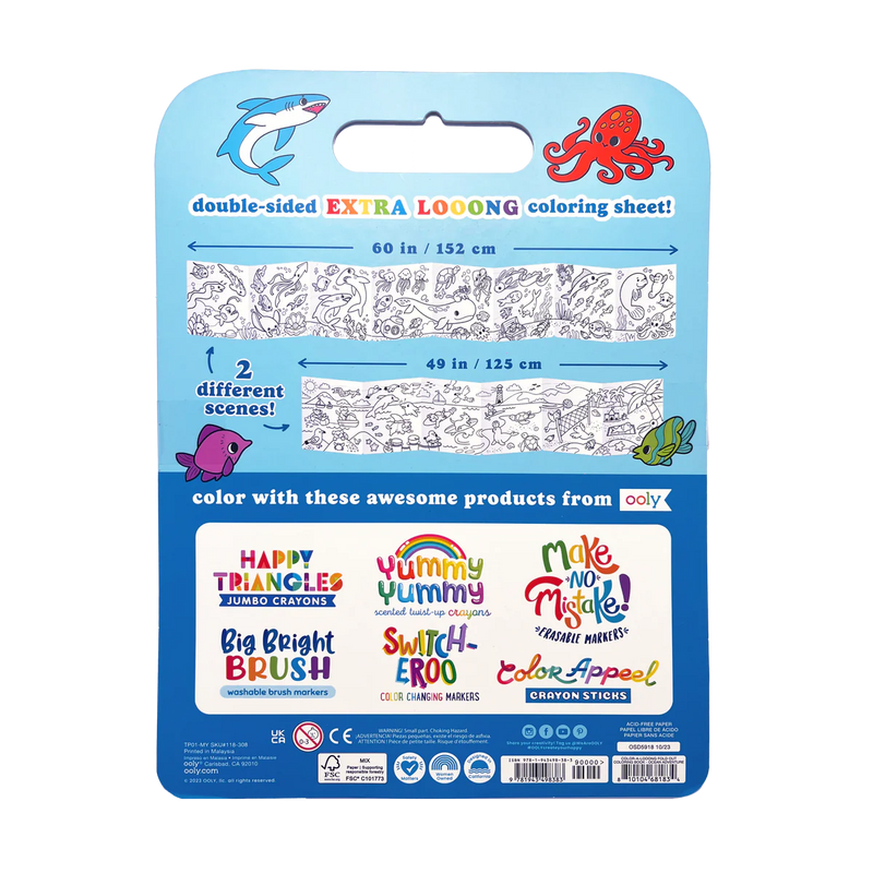 Ocean Adventure Color-A-Looong Fold Out Kids Coloring Book