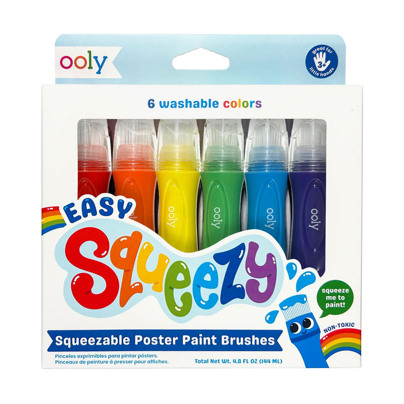 Easy Squeezy Squeezable Poster Paint Brushes - Set of 6