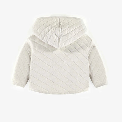 Cream Quilted Hooded Sweater