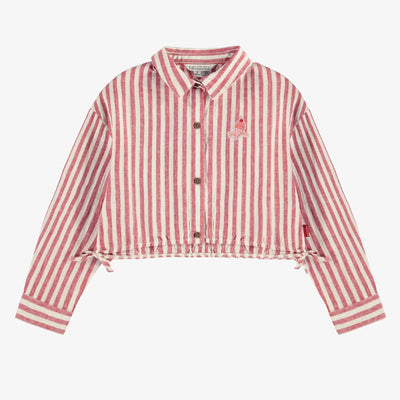 Red & Cream Striped Tie Shirt